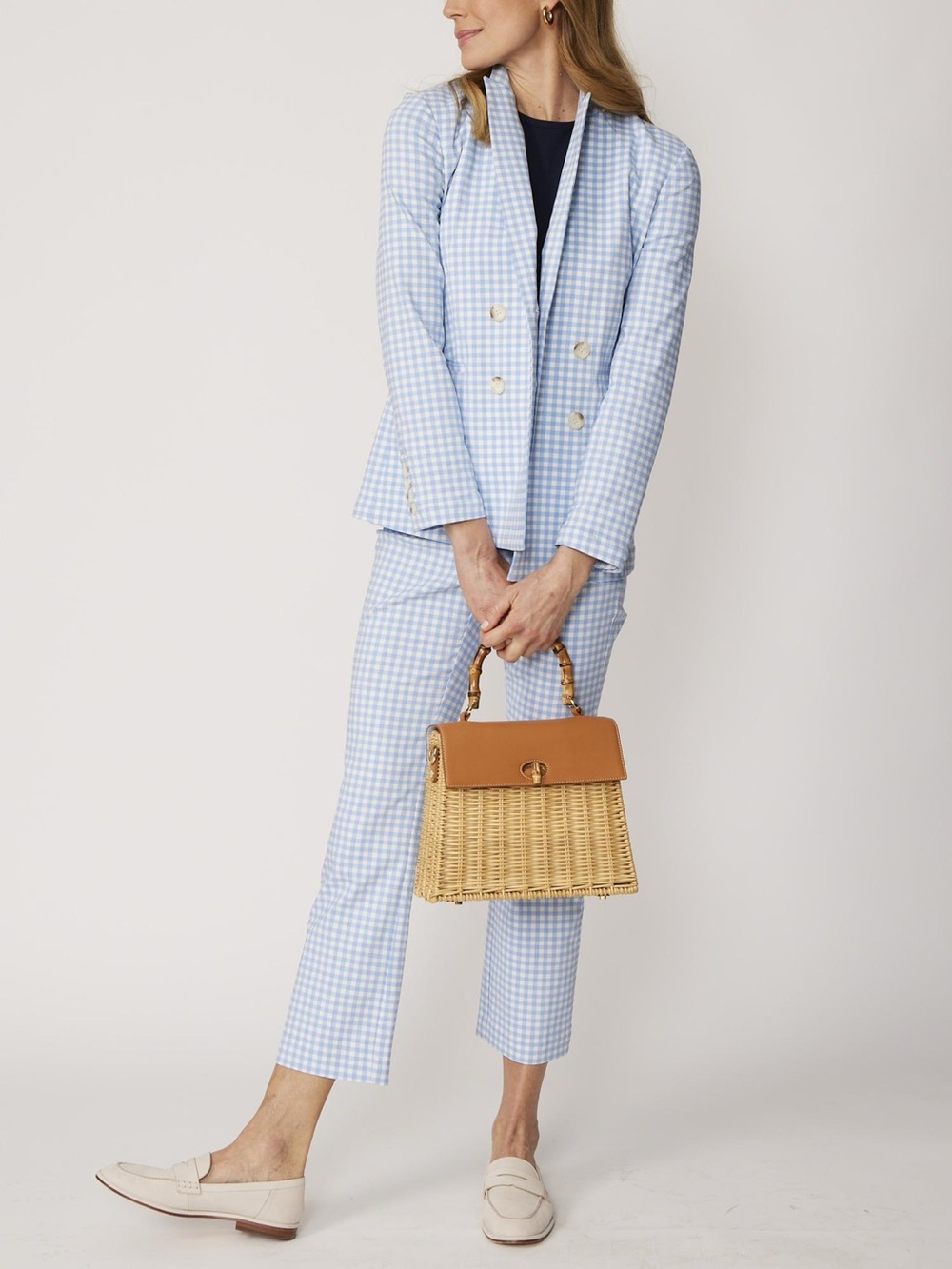 J.McLaughlin Ressie Plaid Blazer + Pants Set • 6 • Light Blue